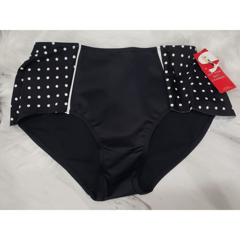 NEW Spanx Flirty Skirted Bottom Black Geo Print Flattering Womens Size 8